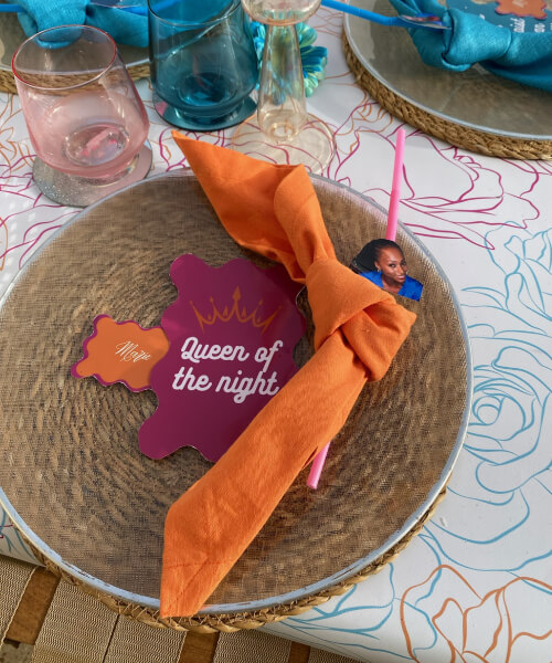 decoration anniversaire orange et violet